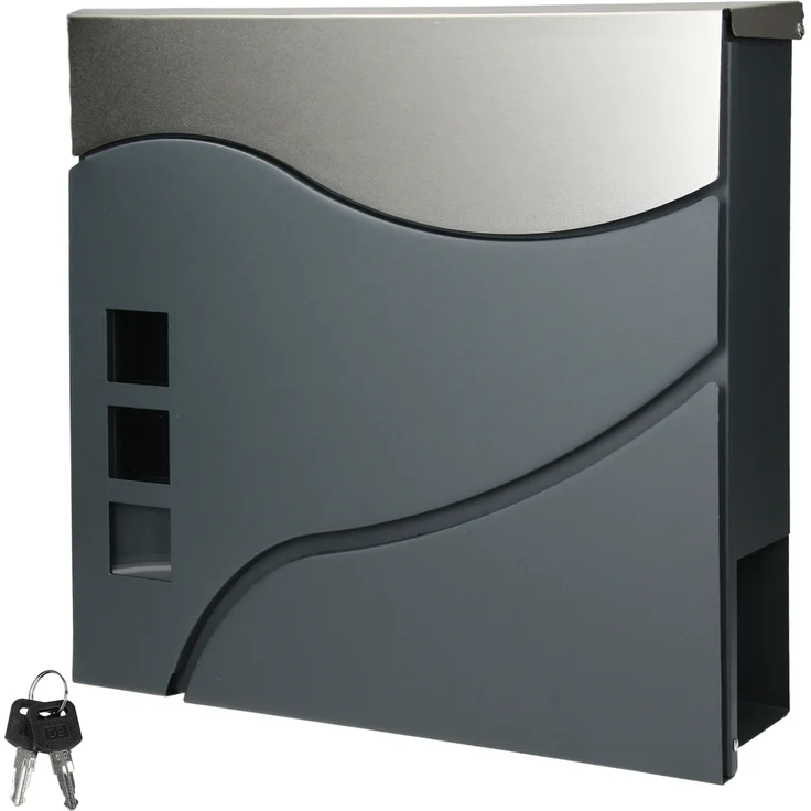 Briefkasten mit Zeitungsfach und Sichtfenster Anthrazit-Silber aus Edelstahl - Preisvergleich
