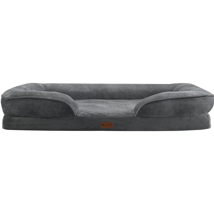 Juskys Hundebett Sheena XL orthopädisch, waschbar & rutschfest – 106 x 80 x 18 cm – Hundesofa flauschig große Hunde Grau – Haustierbett Hundesofa – Bild 7