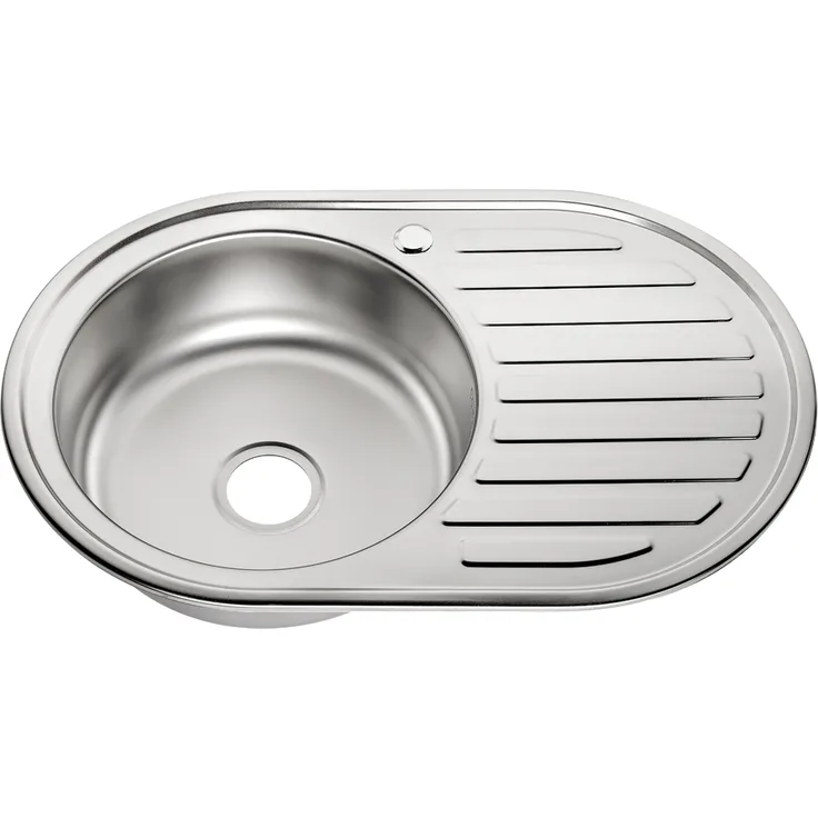 77x50CM Einbauspüle rund aus Edelstahl Ablage - links Küchenspüle Spülbecken