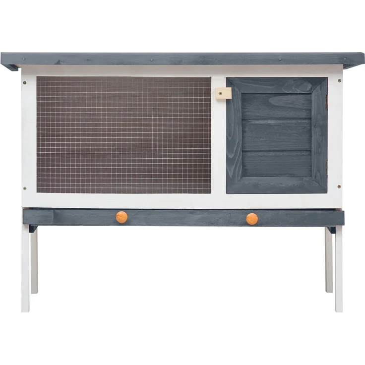 vidaXL Kaninchenstall 1 Ebene Grau Holz – Bild 3