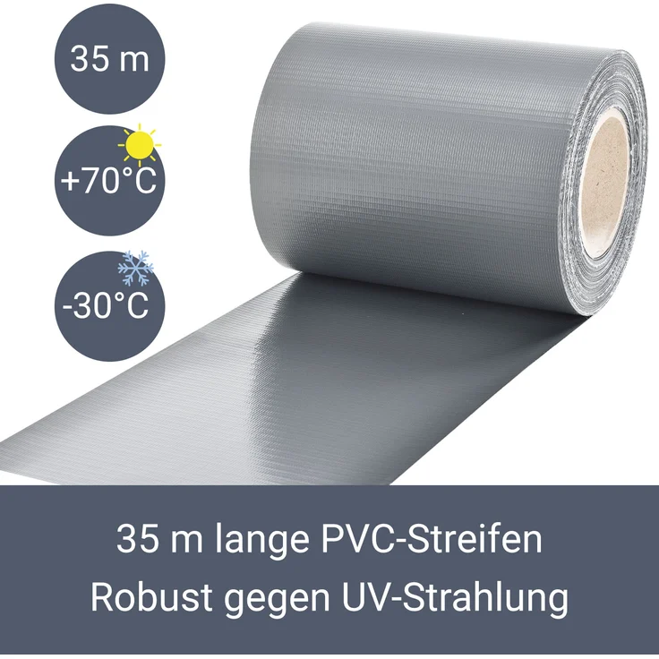 Juskys PVC Sichtschutzstreifen Doppelstabmatten Zaun 35m x 19 cm, 30 Befestigungsclips, hellgrau, Zaunfolie Sichtschutz Windschutz Garten Gartenzaun – Bild 5
