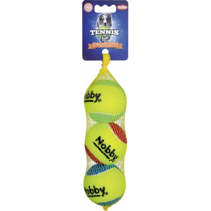 Nobby Tennisball sortiert 6,5 cm 3er Netz Größe M