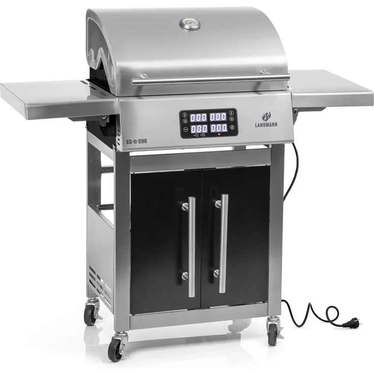 LANDMANN Elektro-Grillwagen EG-II-590 bis zu 300 °C mit 2 Fleisch- und Deckelthermometer, 2 Heizelemente – Bild 1