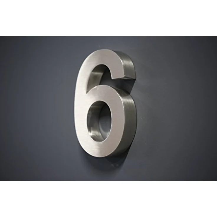 Hausnummer Premium Edelstahl in 3D Design Arial H20cmxT3cm V2A TOPArial 20cmx3cm Nr.6 – Bild 1