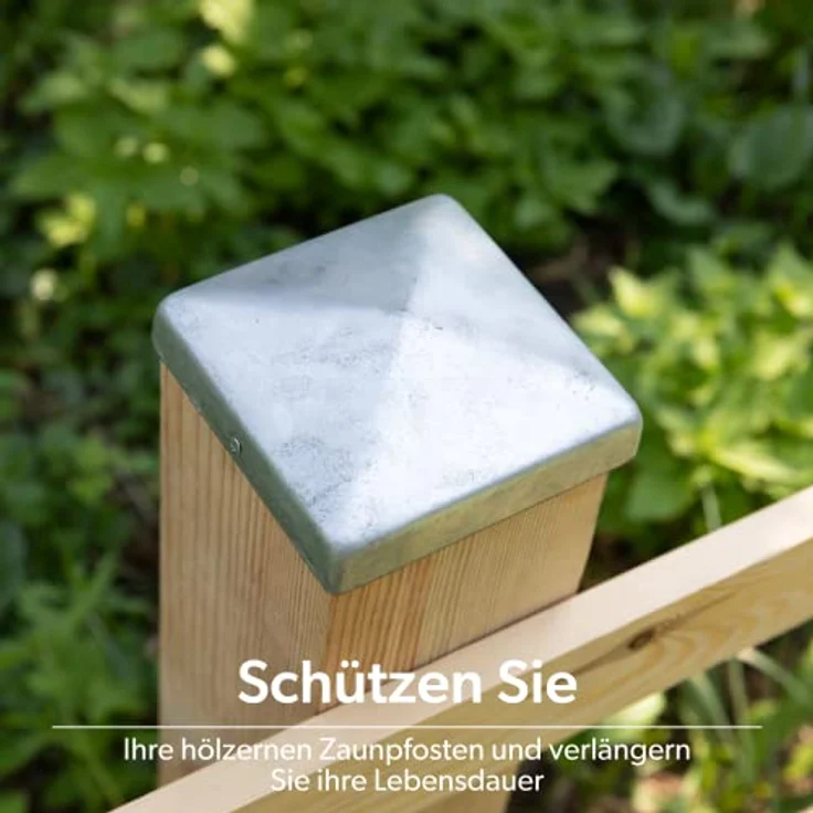 Pfostenkappen 9x9 Cm 10 Stück 90x90 Mm Zaunpfosten Metall-Zaunpfosten Verzinkt: 151X151 – Bild 2