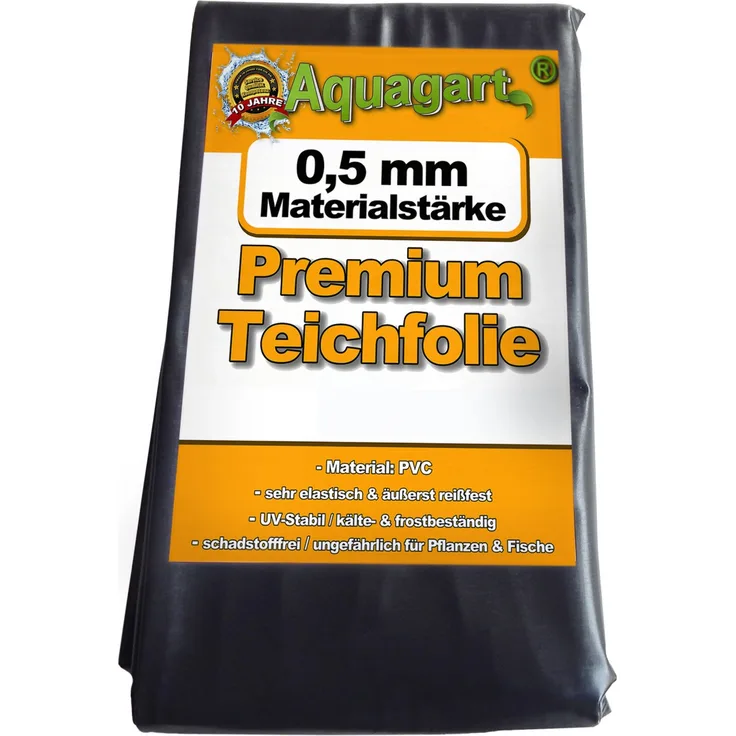 Aquagart Teichfolie PVC 12m x 6m 0,5mm schwarz Folie für den Gartenteich