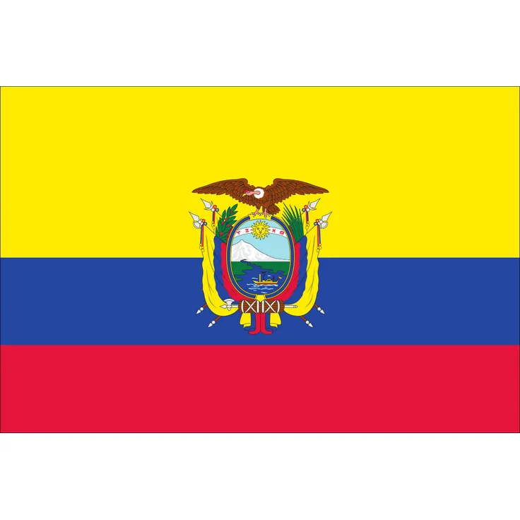 Flagge Ecuador mit Wappen 80 g/m² ca. 60 x 90 cm