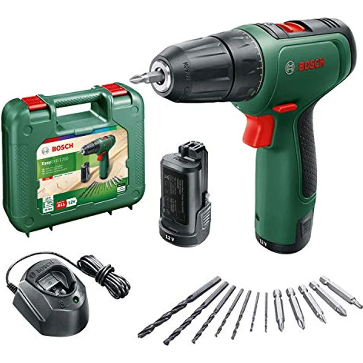 Bosch EasyDrill 1200 Akku-Bohrschrauber 12 V 20 Nm 2-Gang 15+1 Leerlaufdrehzahl 1650 U/min. 2 x 1,5 Ah Akku mit Ladegerät mit Transportkoffer und Zubehör – Bild 1