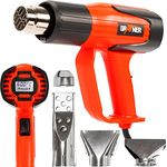 Grafner digitale Heißluftpistole mit LCD Anzeige, 2000 Watt, regulierbar 60-600 °C in 10 Grad Schritten, 4 Düsen, 300 – 500 Liter/min wählbar, Entlacken, Schrumpfen, Heißluftgebläse LED Display