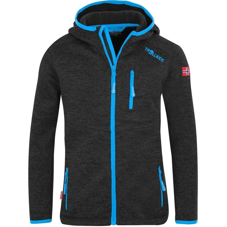TROLLKIDS Fleecejacke Kids Jondalen Jacket XT, Strickfleece, Kapuze, Kontrastfarbe, 330 g - Blau