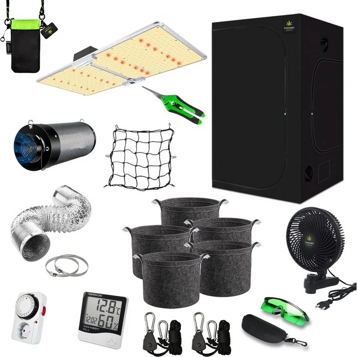 canna4home Gewächshaus Canna4Home GrowBox Komplettset 100 x 100 x 200cm Gewächshaus Zuchtzelt, Grow-LED 240W, Abluftset mit Carbon-Filter, inkl. Zubehör