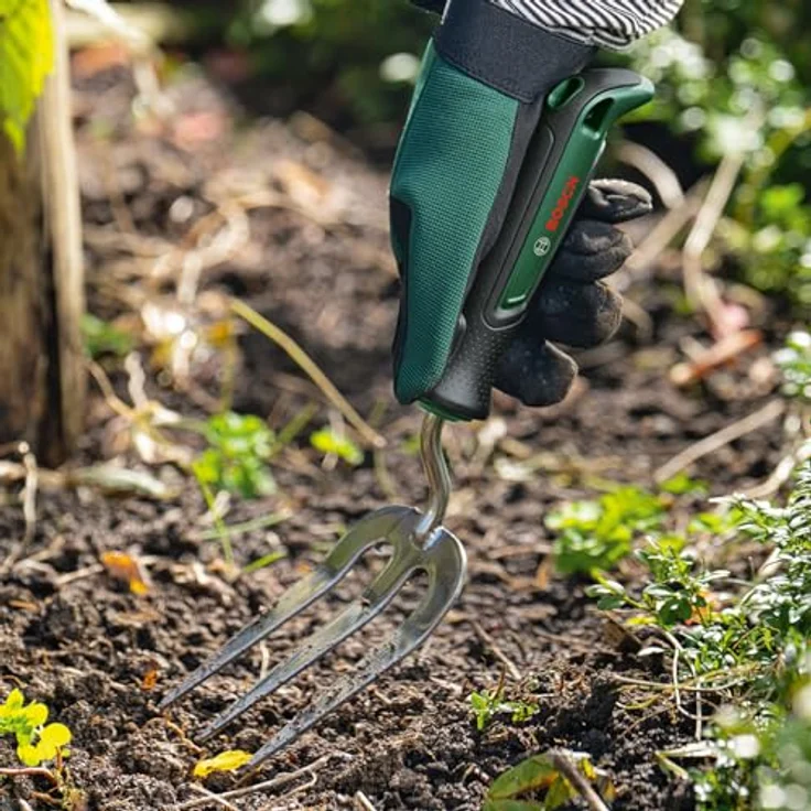Bosch Professional Blumen-Handgabel 06008B5400, Gartenhacke mit ergonomischem Griff, breite von 8,1cm, grün – Bild 3
