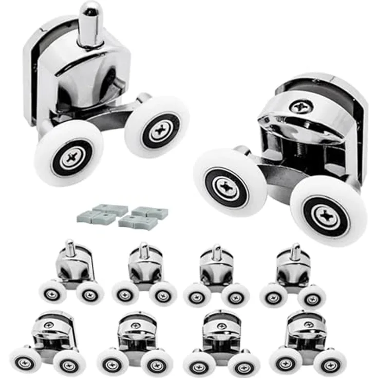 Ruhhy Räder für Duschkabine 8 Stück, Rollen-Set mit verchromter Oberfläche, für 4-6 mm Glasstärke