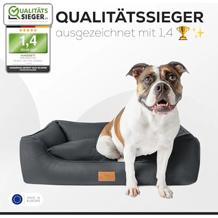 FREUDENTIER® orthopädisches Hundebett für mittelgroße & große Hunde - QUALITÄTSSIEGER ausgezeichnet mit 1.4 - Waschbar - Made in EU - Memory Foam - Hundekorb/Hundekissen 100x90cm – Bild 4