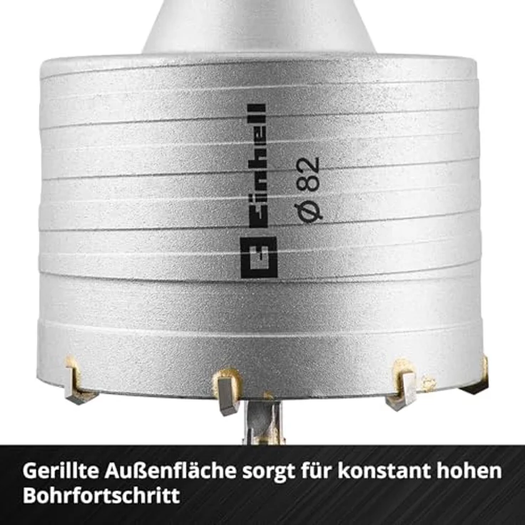 Einhell HM-Bohrer- und Bit-Set, 82 mm Hohlbohrkrone mit 8 Hartmetallzähnen, SDS-Plus-Schaft, inkl. Zentrierbohrer 8 mm – Bild 4