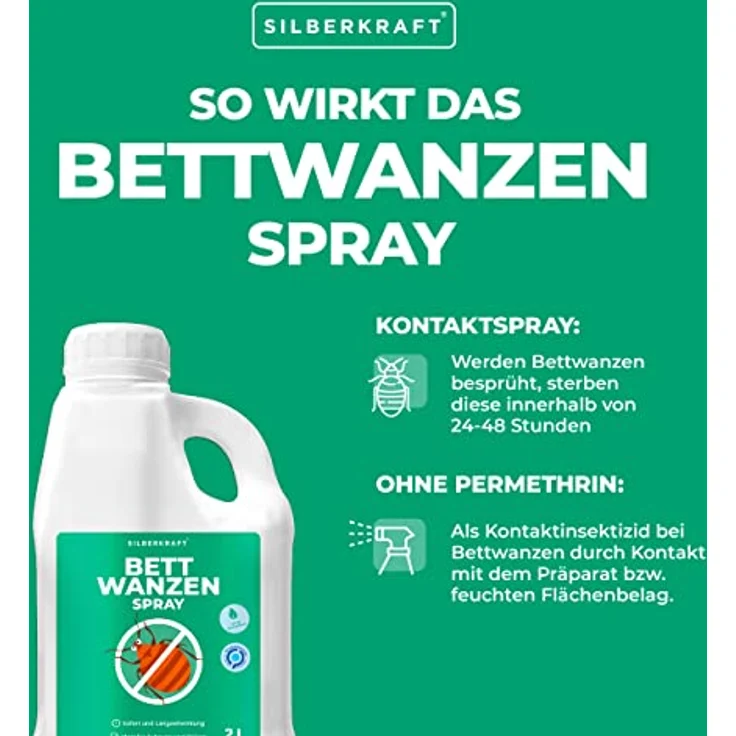 Silberkraft Bettwanzenspray 2 L für Matratzen und Betten, effektiv Bettwanzen bekämpfen, textilfreundliches Anti-Bettwanzen-Spray – Bild 3