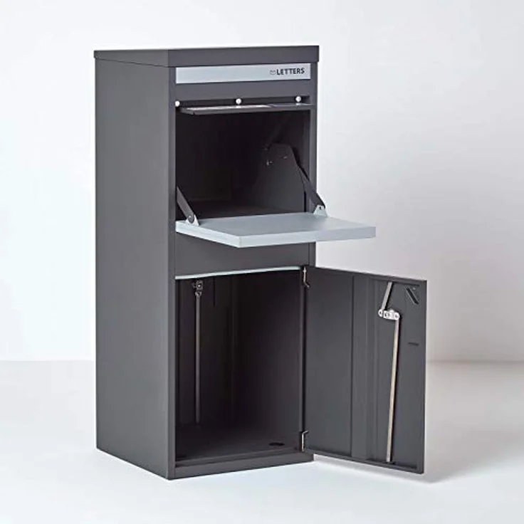 Smart Parcel Box L grau 42x39x103 cm, Briefkasten mit Rückholsperre, Paketentnahme vorne & hinten, wetterfest & rostfrei – Bild 4
