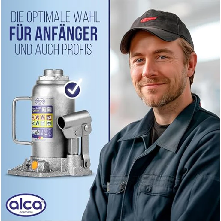 alca® Auto Lift Hydraulik 12t, hydraulischer Wagenheber mit Doppelkolben, Verlängerungsschraube, Hubhöhe 215–400 mm, nachfüllbares Öl, GS geprüft – Bild 8