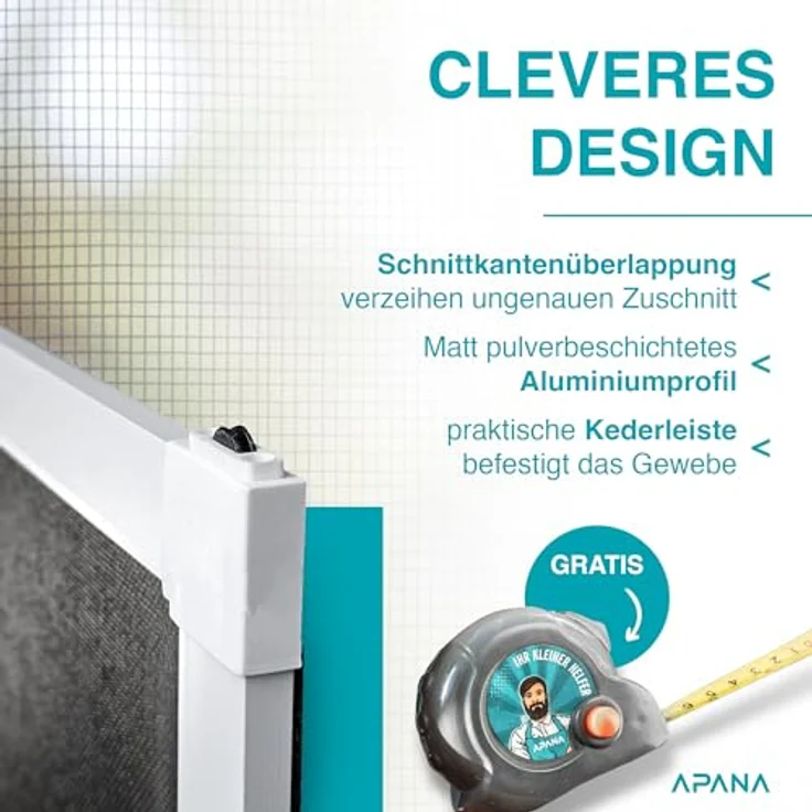APANA universelle Fliegengitter Schiebetür in Anthrazit - Insektenschutz zum Zuschneiden bis 240cm x 240cm, stabiles Fiberglasgewebe – Bild 2