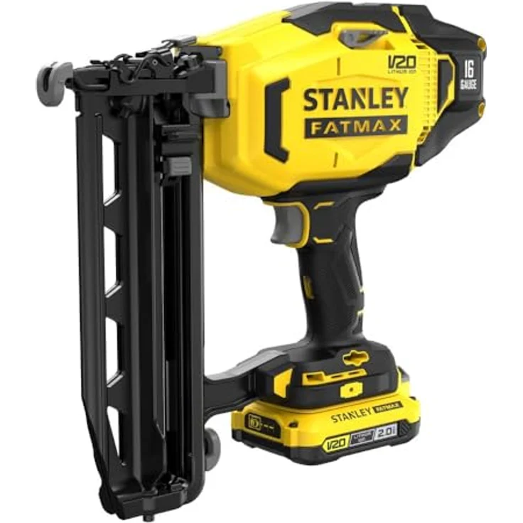 Stanley Fatmax V20 SFMCN616D2K-QW 16g Akku-Finishing-Nagler, 2 x 18 V 2,0 Ah Li-Ion Batterien, Ladegerät und Transportkoffer – Bild 2
