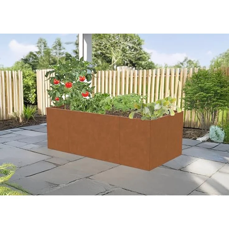 Floraworld Hochbeet Cortenstahl 200 x 100 x 70 cm, langlebig mit rustikaler Patina für Pflanzen und Gemüse – Bild 3