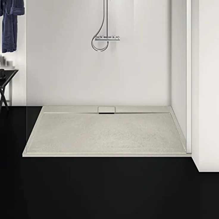 Ideal Standard Ultra Flat S i.life Rechteck-Brausewanne, 1400x800x30mm, Mineralguss in Carraraweiss, rutschhemmend, bodenebener Einbau – Bild 4