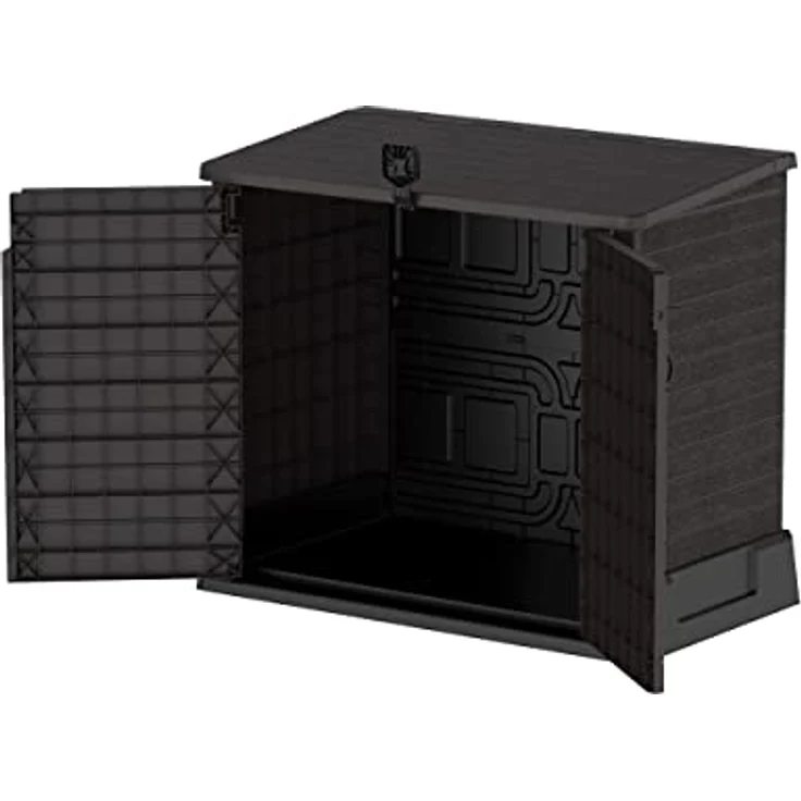 Duramax Cedargrain StoreAway 850L Kunststoff-Gartenhaus - Outdoor-Gartenhaus, Mülltonnenbox, Solide Konstruktion, ideal für Werkzeuge, BBQs und Mülltonnen 2x 120L, 130 x 74 x 110 cm, Dunkelbraun – Bild 5