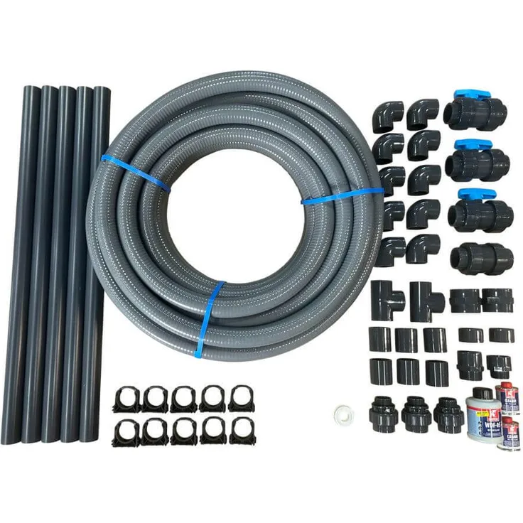 oku Obermaier OKU PVC-Verrohrungsset für Styroporpool Prestige, Komplettset für Poolgrößen bis 8,00 x 4,00 x 1,50 m, Ø 50 mm Rohre, inkl. Fittings und 2-Wege-Kugelhähne