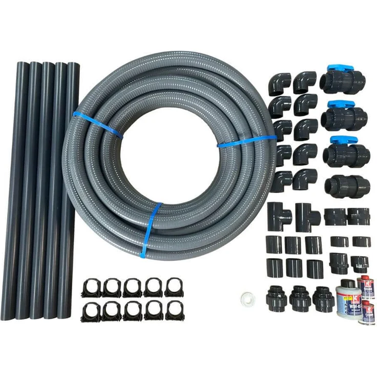 oku Obermaier OKU PVC-Verrohrungsset für Styroporpool Prestige, Komplettset für Poolgrößen bis 8,00 x 4,00 x 1,50 m, Ø 50 mm Rohre, inkl. Fittings und 2-Wege-Kugelhähne