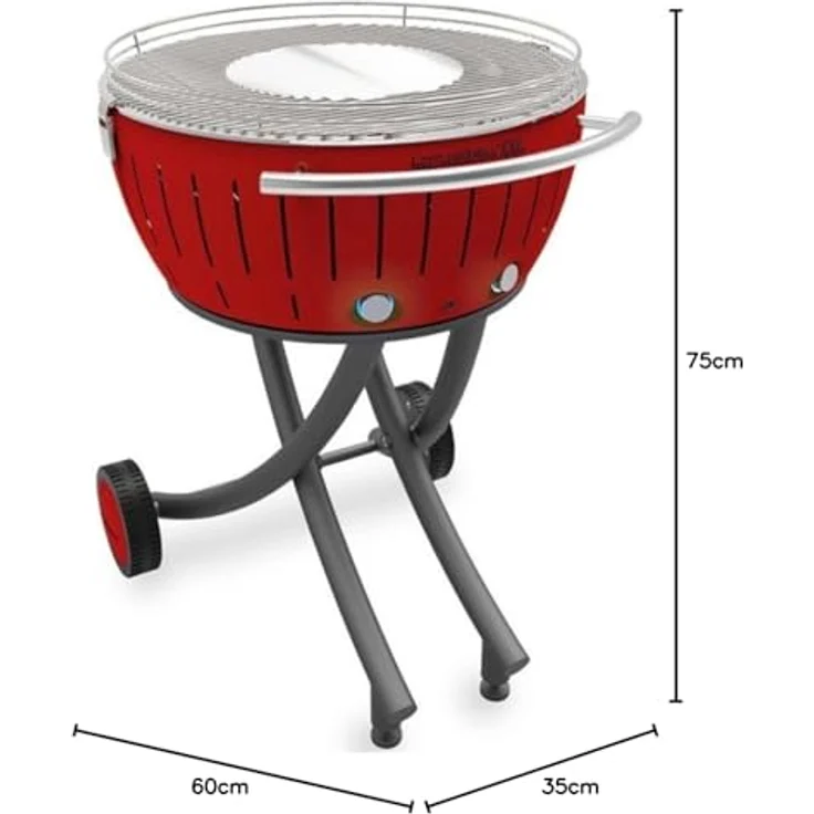 Lotusgrill LOLG-TB-600 Rauchfreier Holzkohlegrill, Rot, 78x78x48 cm – Bild 8