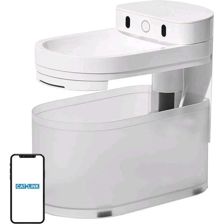 Catlink Pure 3, intelligenter Trinkbrunnen für Hunde und Katzen, 2,3 l, weiß, mit Wasserfilterung und App-Integration