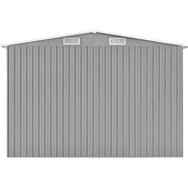 vidaXL Gerätehaus 257x489x181cm Metall Grau Geräteschuppen Schuppen Gartenhaus Gartenschuppen Lagerschuppen Werkzeugschuppen Gartenaufbewahrung – Bild 4