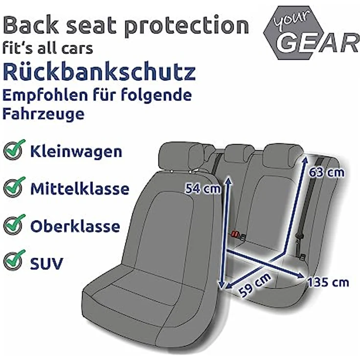 your GEAR Rapallo - Hunde Schondecke für Auto Rücksitzbank mit 2 Einstiegen, robust, weich, waschbar - für alle PKW – Bild 3