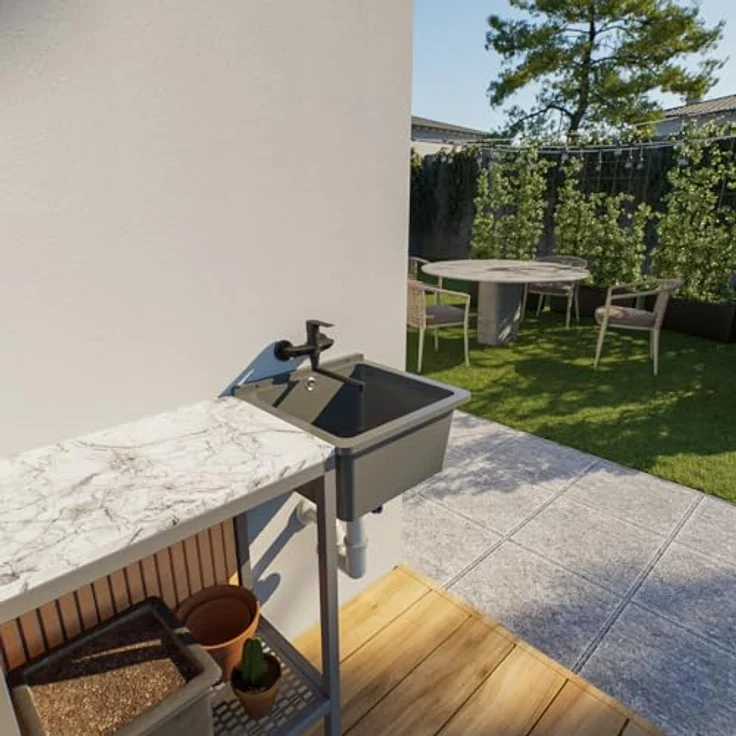 QLS Küchenspüle RIVA, Kunststoff-Spülbecken, 40x38 cm Ausgussbecken - Ideal für Garten, Garage, Werkstatt - QLS – Bild 5
