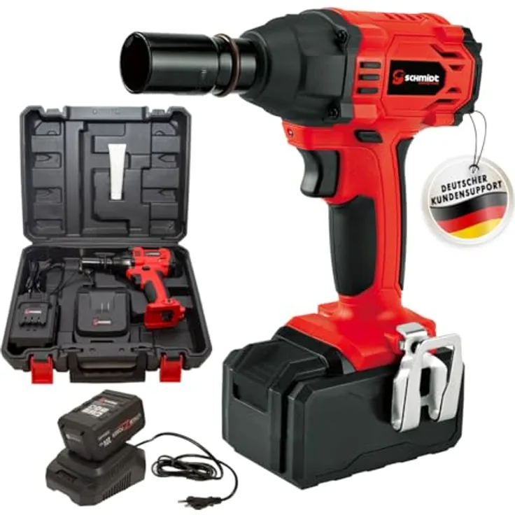 SCHMIDT security tools Akku-Schlagschrauber IW-320 - Kabellos, 320Nm, Li-Ion 20V, LED-Licht, Vierkantaufnahme in robustem Transportkoffer