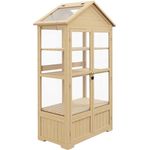 Outsunny Frühbeet aus Holz Abschließbar Gewächshaus Treibhaus mit 4 Ebenen, Dachfenster, Frühbeetkasten mit Doppeltür, für Garten, Balkon, Natur, 100 x 56,5 x 178 cm