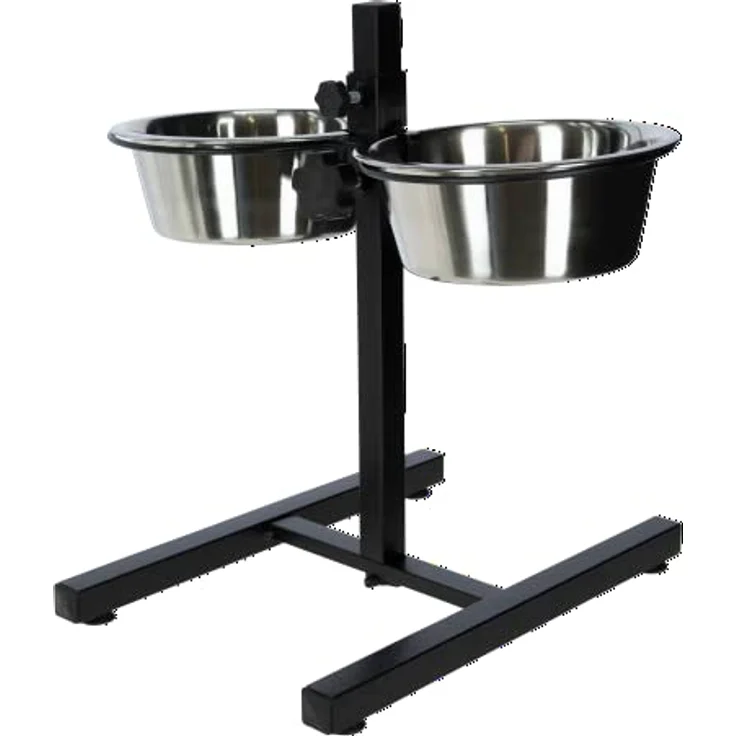 Kerbl Pet Futterbar inklusive Edelstahlnäpfe, stufenlos verstellbarer Hunde Fressnapf, 2 x 1800 ml, Höhe 43 cm, Schwarz – Bild 3