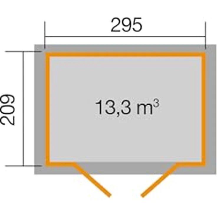 Weka Gartenhaus 264 Gr. 3, 21 mm, grau, BxT: 330x249 cm, Massivholz-Pultdach mit nordischem Fichtenholz, große Doppeltür, Oberlichter – Bild 3