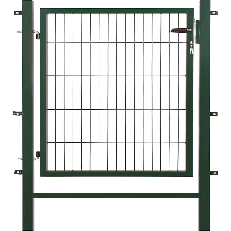 JUNGELMAR Easy-Zaun-Einzeltor comfort 1-flg. 1000 x 1000 mm, moosgrün, inkl. vorinstallierter Torpfosten und Querprofil