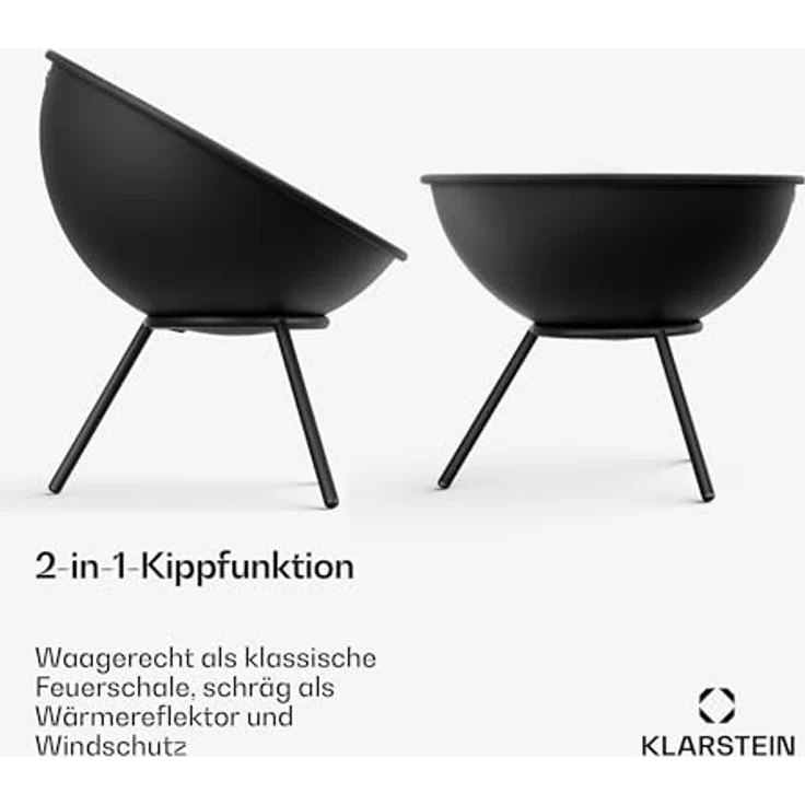 blumfeldt Feuerschale Fireball, Feuerstelle aus 3 mm Stahl mit kippbarem 2-in-1-Design, stabiler Basis, Ascherost und Regenschutz, 43 cm – Bild 3