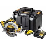 DeWALT Akku-Handkreissäge DCS573H2T-QW 18V 5Ah, Ø190mm Sägeblatt, Akku-Kreissäge inkl. Powerstack-Akku