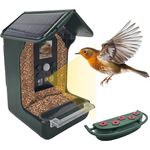Berger & Schröter | Vogel-Futterhaus mit 1080P Kamera Solar Wassertränke 940nm IR LED Automatische Video/Fotoaufnahme Bewegungserkennung Nachtsicht, FHD 12 Megapixel, mehrsprachiges Menü, 700 mAh Akku