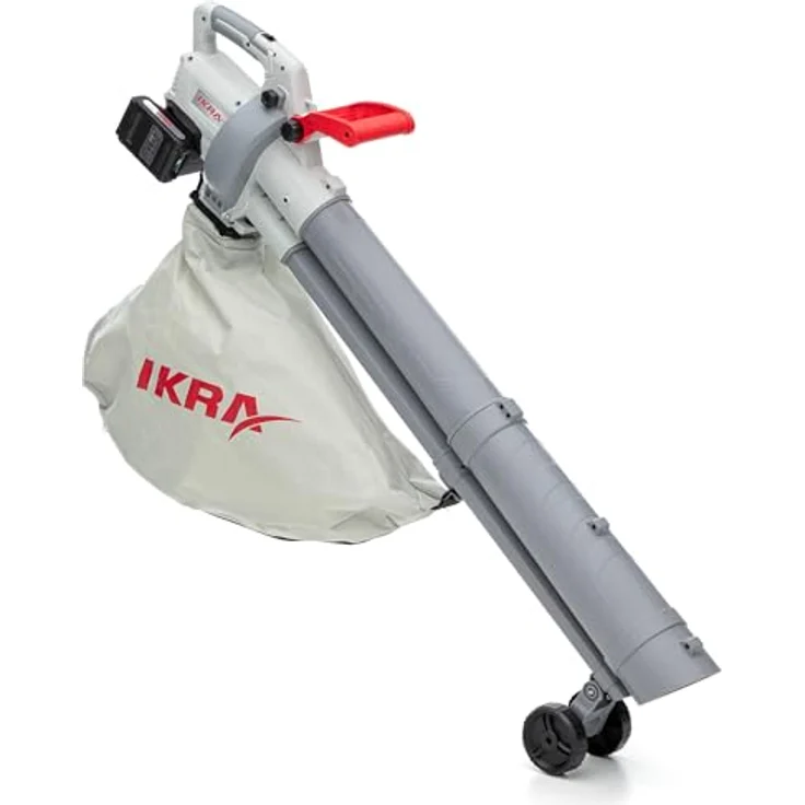 Ikra 3-in-1 Laubsauger + Laubbläser, Akku-Gerät mit 210 km/h Blasgeschwindigkeit, grau-rot, inkl. 45-Liter-Auffangbeutel und Schnellader – Bild 28