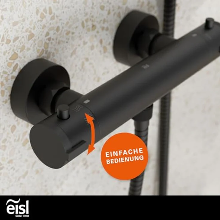 Eisl Duscharmatur CLAUDIO, Thermostat Mischbatterie mit Eco-Stopp-Funktion und Temperatursperre, verchromt – Bild 5