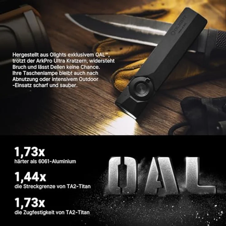 OLIGHT ArkPro Ultra Taschenlampe, 1700 Lumen, UV- und Grünlicht, IPX7 wasserdicht, magnetischer/USB-C Anschluss, schwarz – Bild 3