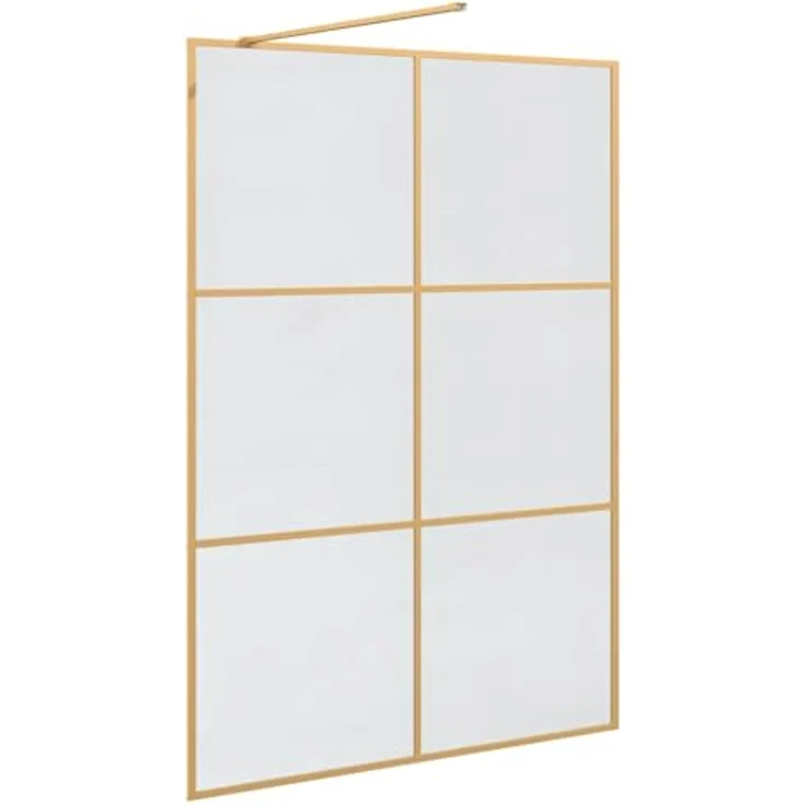vidaXL Walk-in Duschwand Gold 140 x 195 cm, Gehärtetes Glas, Langlebig und verstellbar – Bild 9