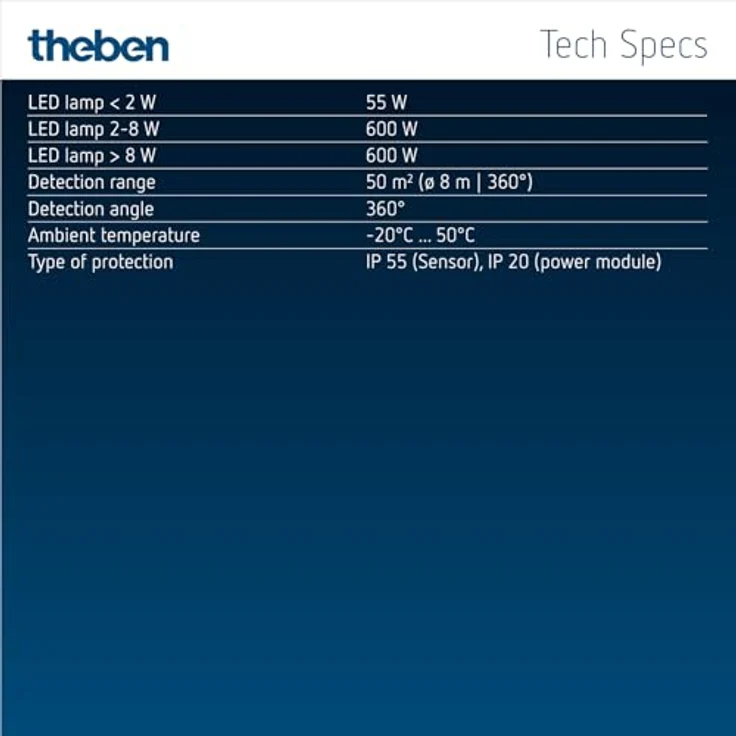 Theben thePiccola S360-100 DE WH, Passiv-Infrarot-Bewegungsmelder für Deckenmontage, 360° Erfassungsbereich, IP 55, Teach-in Funktion – Bild 5