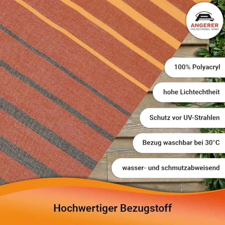 Angerer Freizeitmöbel Klemm-Senkrechtmarkise Nr. 100 orange/braun, BxH: 150x225 cm, gestreift, Polyacryl – Bild 4