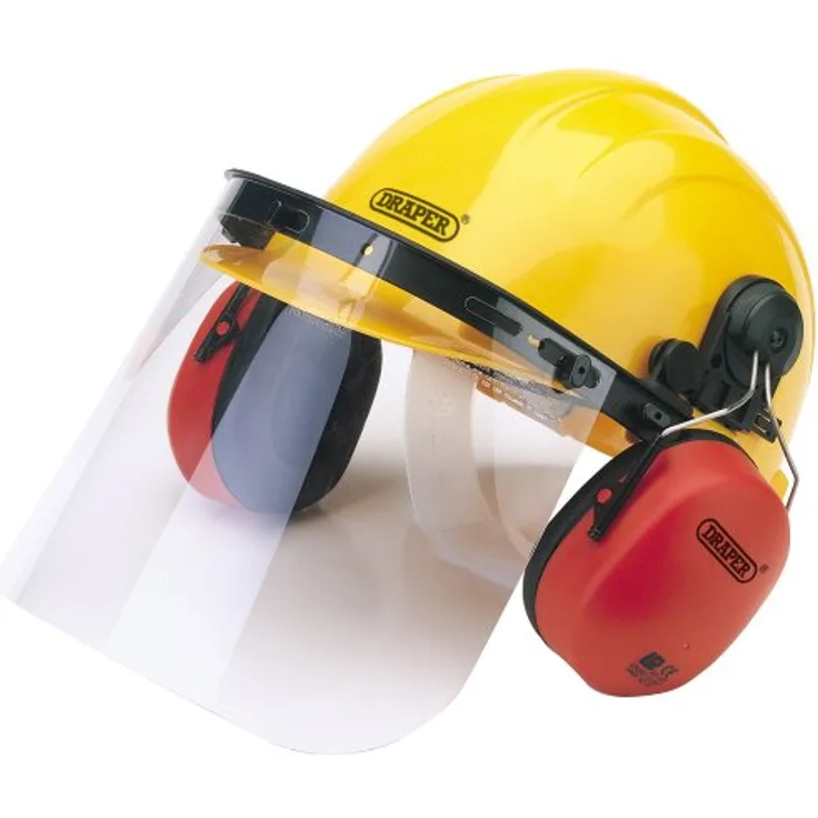 Draper 69933 Schutzhelm mit Ohrsch?tzern und Sichtschutz,gelb