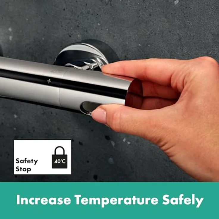 hansgrohe Ecostat Fine Wannenthermostat, Aufputz, 2 Verbraucher, Ausladung 177 mm, mit Sicherheitsstopp bei 40 °C und QuickClean Funktion – Bild 5